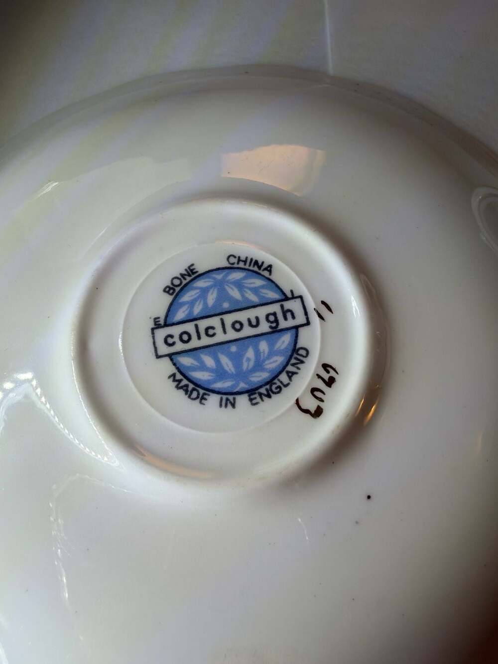 Colclough Bone China Teacup and Saucer Set Pattern 6703 Blue Floral - Picture 5 of 7